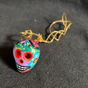 Mexican Skull Art Necklace Pendant